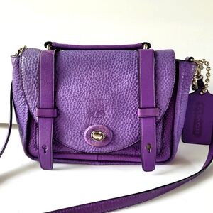 Coach Purple Pebbled Leather Crossbody Bag with Silver Hardware